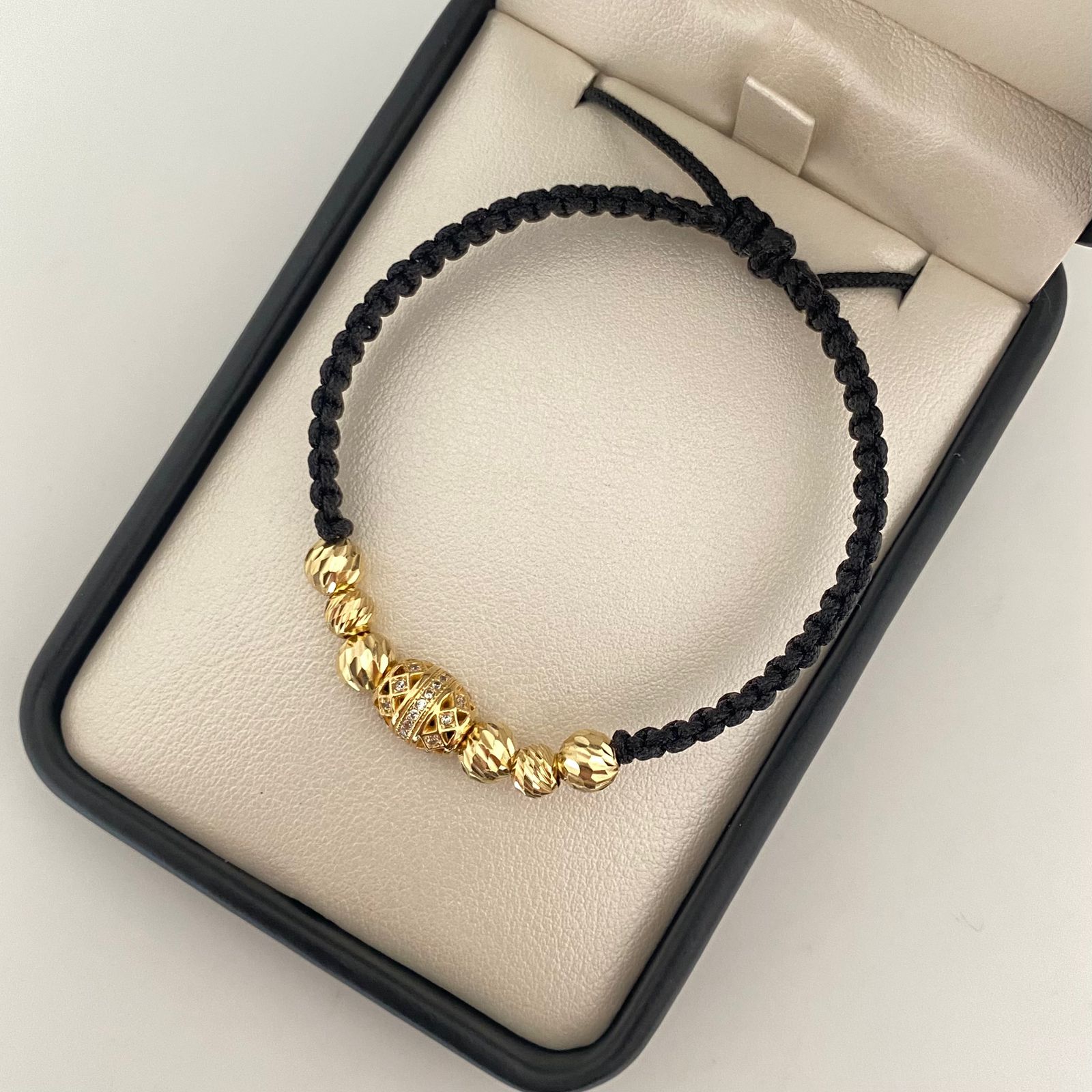 Pulsera tejida herraje barril casting balines diamantados #5 #6 Oro amarillo 18k 3,15 Gr